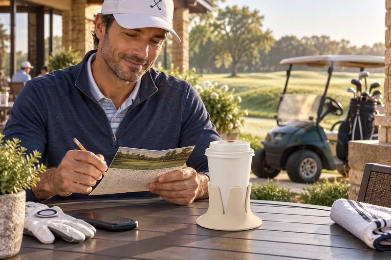 Before the first tee. AI lifestyle illustration.